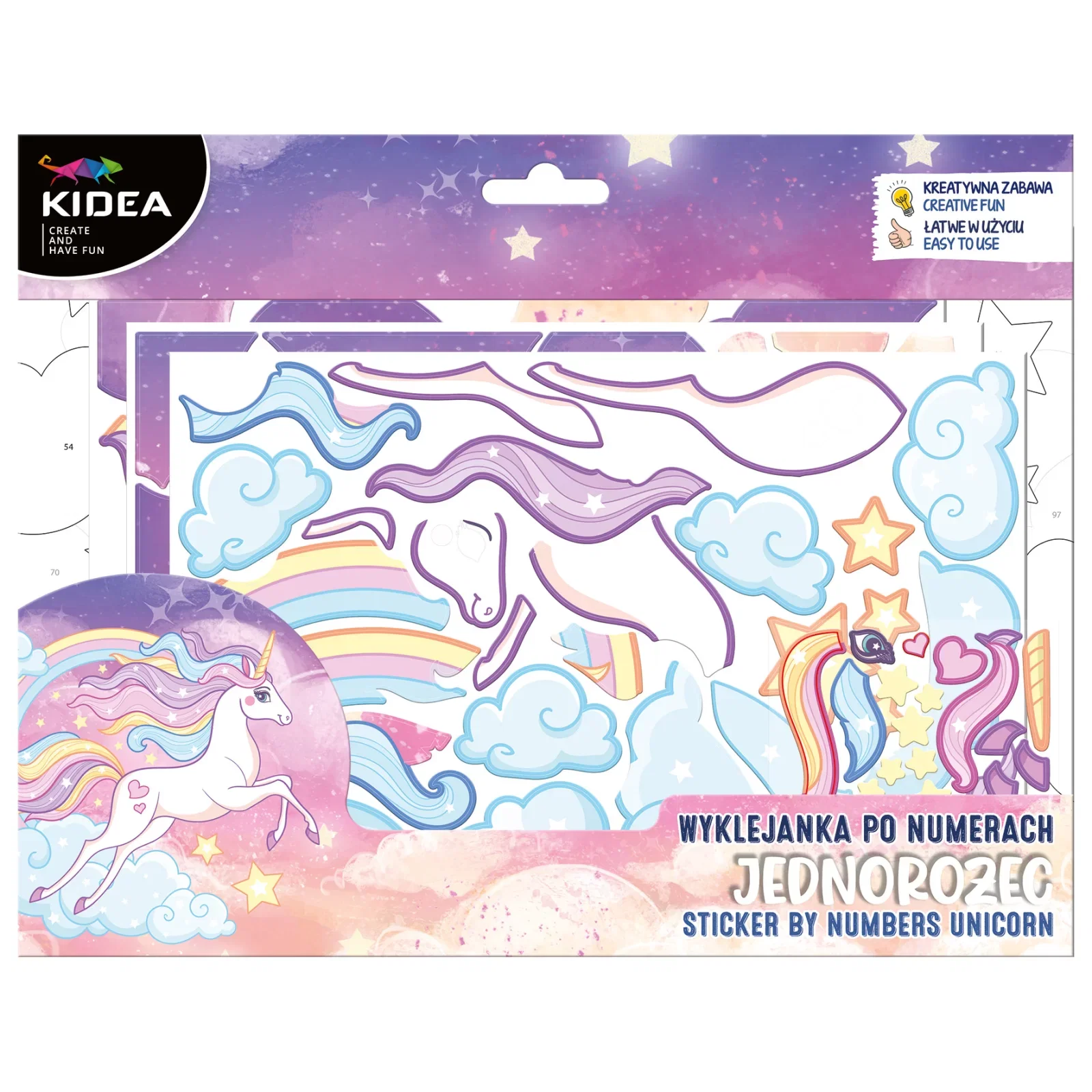 Pictura pe numere - SET PICTURA PE NUMERE CU STICKERE, UNICORN, KIDEA WNJKA