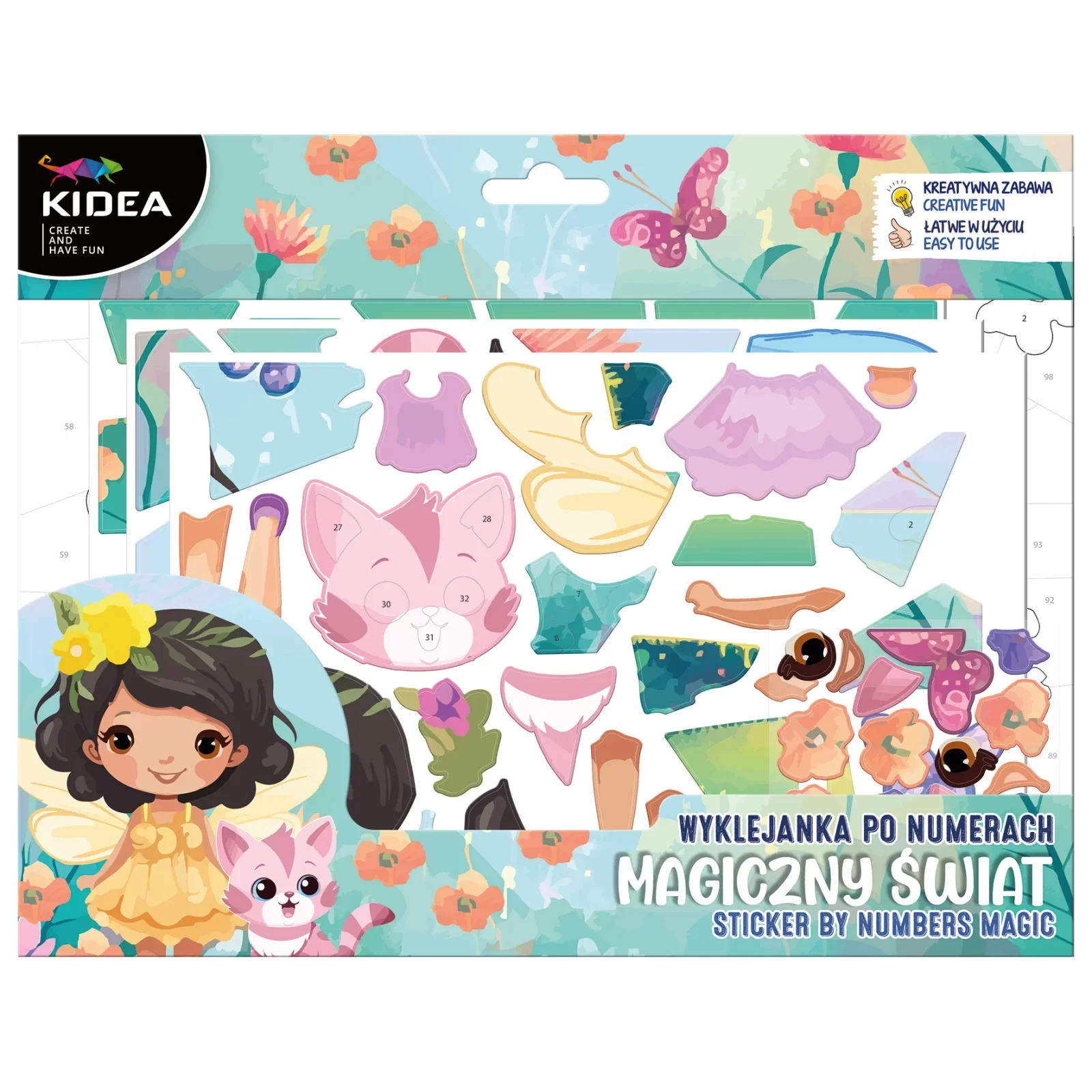 Seturi de colorat - SET PICTURA PE NUMERE CU STICKERE, ZANE MAGICE, KIDEA WNMKA