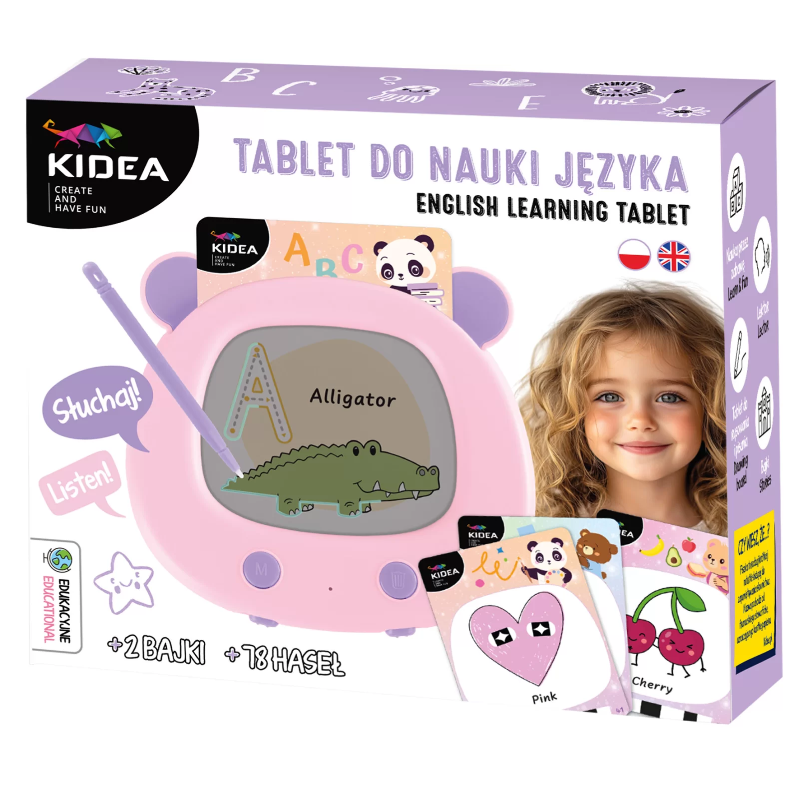 Materiale Didactice - TABLETA INTERACTIVA PENTRU INVATAREA LIMBII ENGLEZE ROZ KIDEA TNJAKA