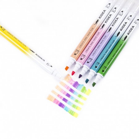 Textlinere - DE TEXTMARKER 2 IN 1 CU UN CAPAT SI DOUA CULORI SEPARATE PENTRU LINII DUBLE KIDEA Z2W1KA