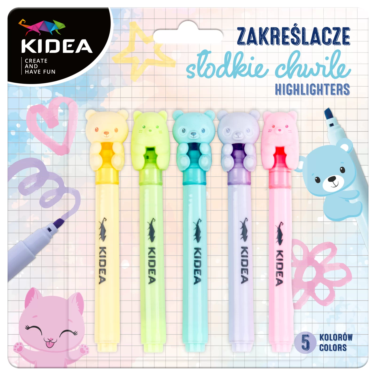 Textlinere - DE TEXTMARKER 5 CULORI/SET URSULET KIDEA ZASC5KKA
