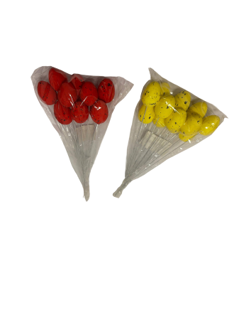DECORATIUNE PASTE OU PE BAT DIN POLISTIREN 12/SET ROSU/GALBEN [1]