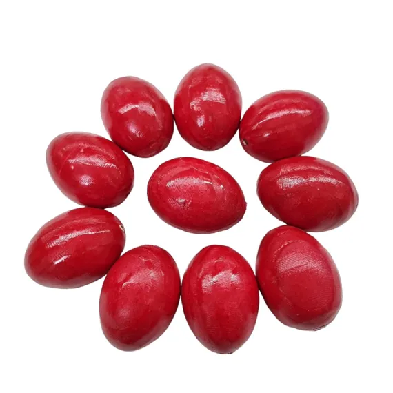 Ouă Decorative de Paște - DECORATIUNE PASTE OU ROSU/COLORAT  LEMN 6-6.5CM/4.5 CM DIAMETRU