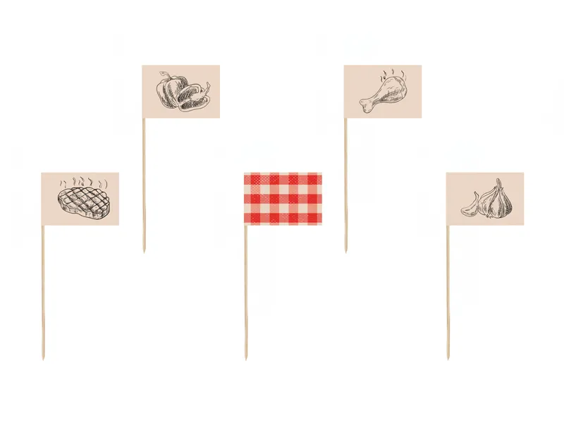 Farfurii/ Pahare/ Servetele/ Paie/ Tacamuri/ Fete masa - Set 12 Decoratiuni Lemn Barbeque 15cm FDP1