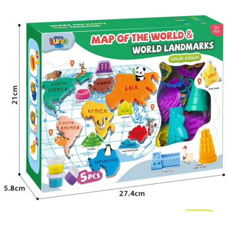 Jocuri Educative si Puzzle-uri - JOC CREATIV MODELARE HARTA LUMII SI MONUMENTE DIN PLASTILINA LUNA 623277