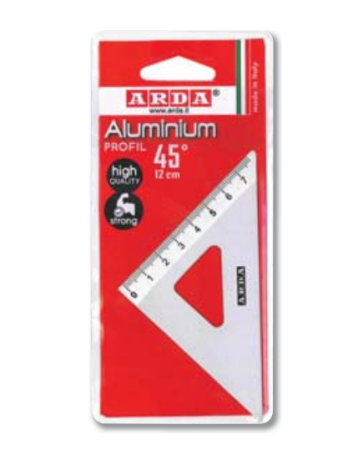 Rigle, echere si raportor plastic - Echer Aluminiu 45 Grade 12 cm ARDA 18012