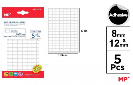 HARTIE PRODUSE DIN HARTIE - ETICHETE ADEZIVE IPB 8MM*12MM 5 COLI/SET PN151-08