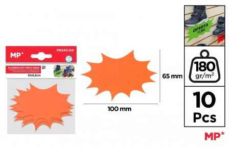 Role pret - ETICHETE PRET IPB 100x65MM 10/SET PORTOCALIU FLUO PN343-04