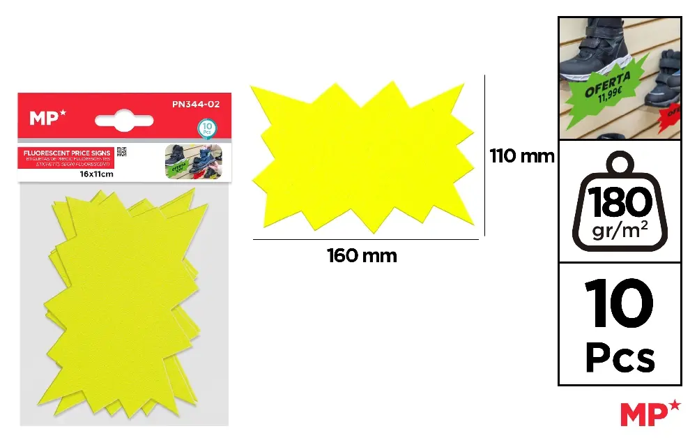 Role pret - ETICHETE PRET IPB 160x110MM 10/SET GALBEN FLUO PN344-02
