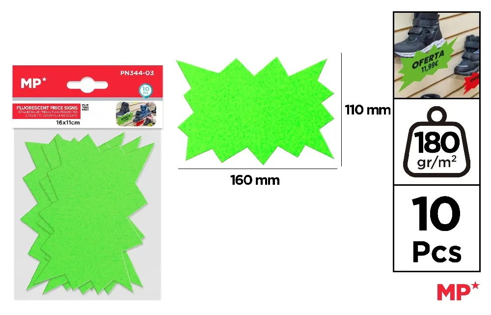 Role pret - ETICHETE PRET IPB 160x110MM 10/SET VERDE FLUO PN344-03