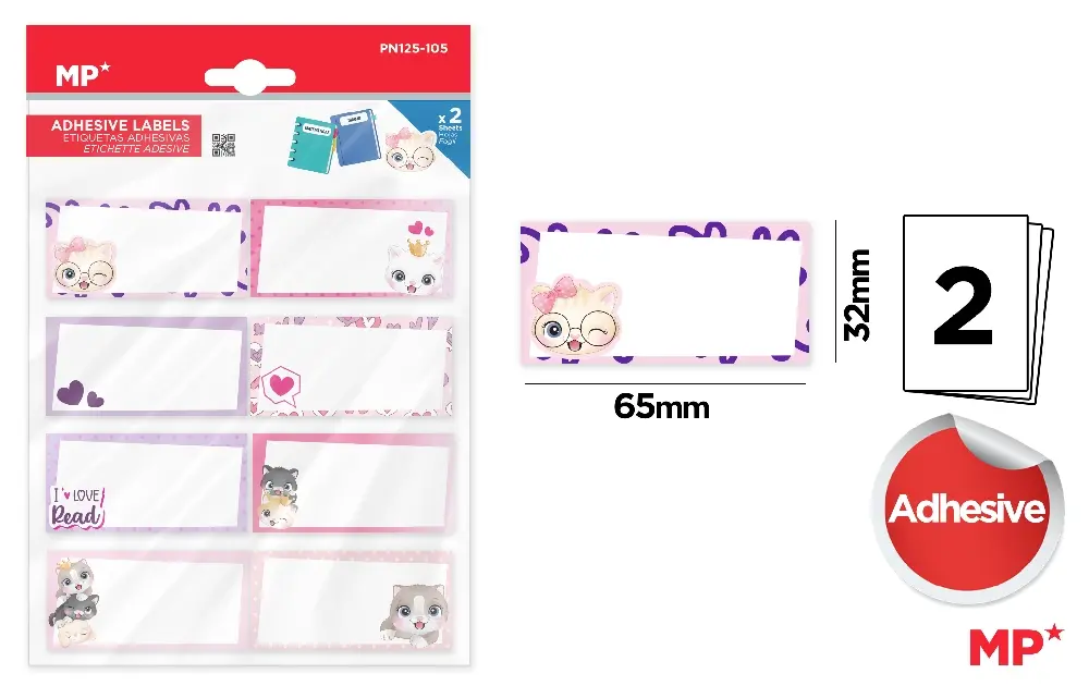 Etichete scolare - ETICHETE SCOLARE ADEZIVE IPB 2 COLI/SET LOVE PN125-105