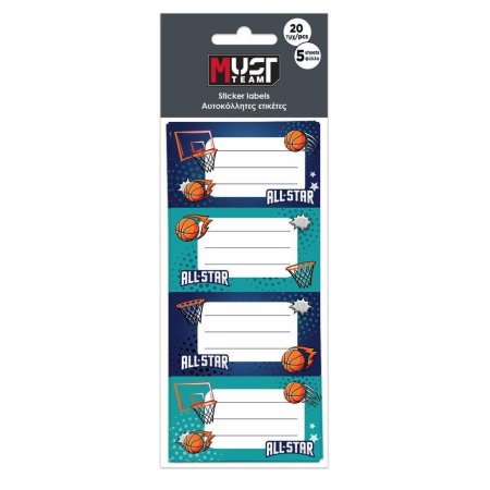 Etichete scolare - Etichete Școlare Autoadezive 20/Set Must Team Basketball 000586899