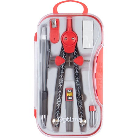 Compas scolar - COMPAS 7 PIESE ROSU 100062