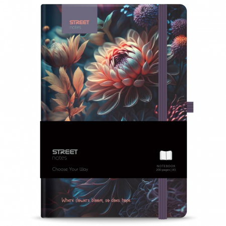Blocnotes - NOTES A5 96 FILE, CU ELASTIC, LINII, STREET BLOSSOM 778080