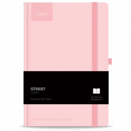 Carnetele notite copii - NOTES A5 96 FILE, CU ELASTIC, LINII, STREET, PASTEL PINK 778092