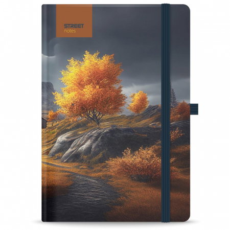 Carnetele, notesuri pt studenti - NOTES A5 96 FILE, CU ELASTIC, LINII, STREET TREES SERENITY 778100