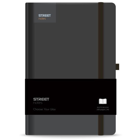Carnetele, notesuri pt studenti - NOTES A6 96 FILE, CU ELASTIC, LINII, STREET, CASUAL BLACK 778107