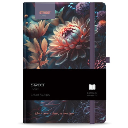 Carnetele, notesuri pt studenti - NOTES B5 96 FILE, CU ELASTIC, LINII, STREET BLOSSOM FLOWERS 778084