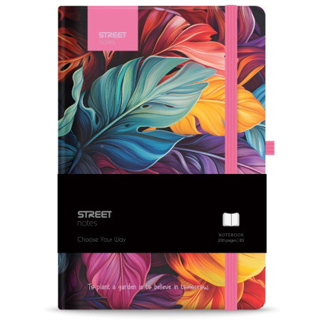 Carnetele/ notesuri/ bloc-notesuri - NOTES B5 96 FILE, CU ELASTIC, LINII, STREET FLOWERS PETAL 778086