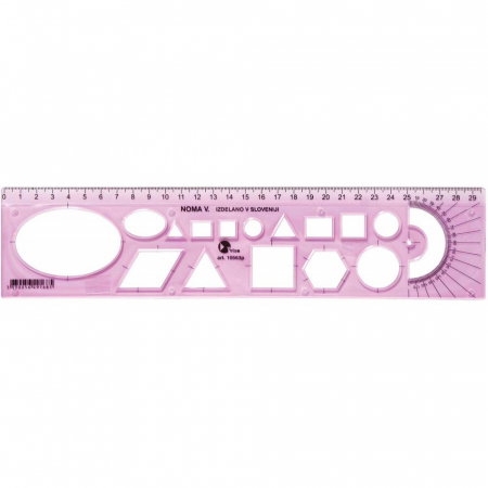Rigle, echere si raportor plastic - EU RIGLA 30CM PLASTIC ROZ FORME GEOMETRICE 53048