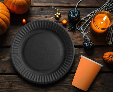 Halloween - Farfurii Carton Black 18cm 6/set PF-TPCZ Godan