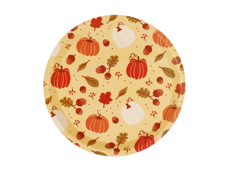 ARTICOLE PARTY - Farfurii Carton Pumpkins and acorns 23cm Orange 6/set TPP121