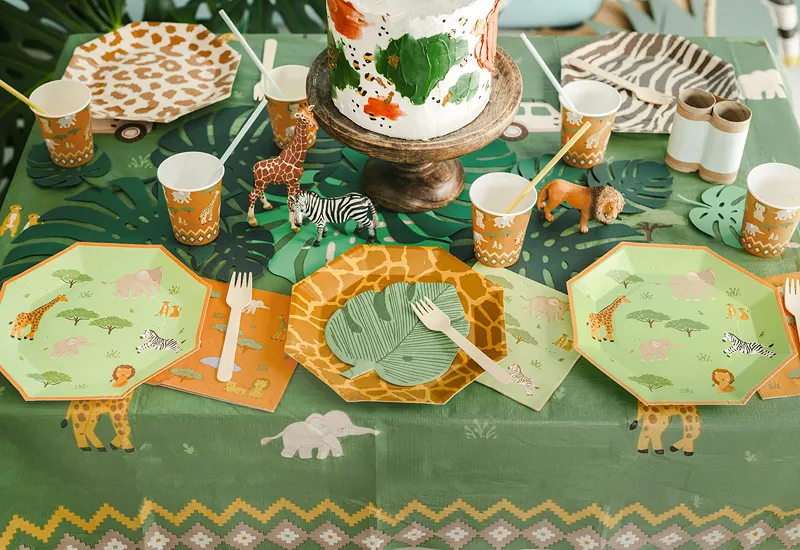 Set 6 Farfurii Carton Safari 23cm Verde/Portocaliu TPP116 [1]
