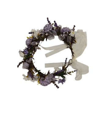 Decorațiuni pentru Masa de Paște și Coronițe Decorative - CORONITA FLORI ARTIFICIALE MOV/ALB