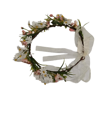 Decorațiuni pentru Masa de Paște și Coronițe Decorative - CORONITA FLORI ARTIFICIALE VERDE/ALB