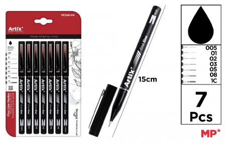 FINE ARTS&GRAPHICS - FINELINER ARTIX IPB 7/SET 0.05,0.1,0.2,0.3,0.5,0.8MM,1C, NEGRU PE346-04