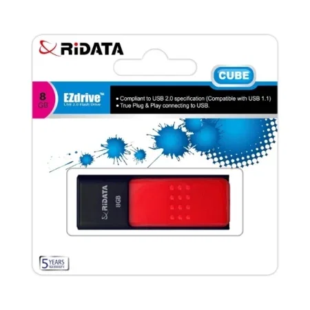 ACCESORII IT - Stick USB 2.0 RiDATA EZDrive Cube 8GB Negru-Roșu RI-94926