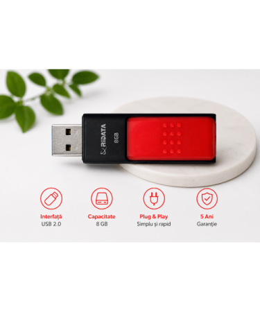 Stick USB 2.0 RiDATA EZDrive Cube 8GB Negru-Roșu RI-94926 [1]