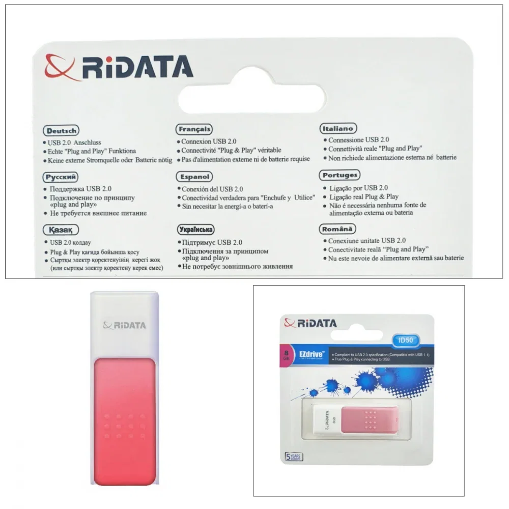 Memorie USB 2.0 RiDATA 8GB Roz Retractabil [3]