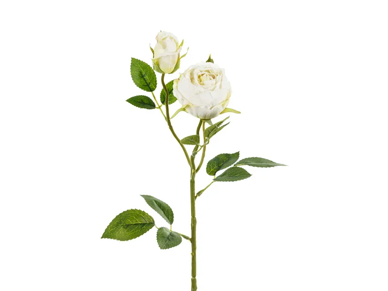 DE SEZON - Trandafir Artificial 55cm cu 2 Boboci Crem Deschis KWT3-079J