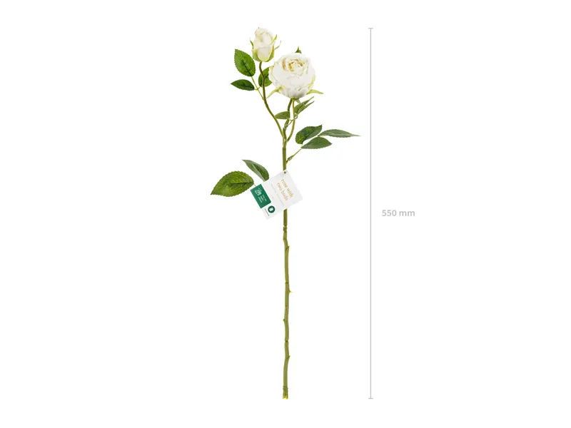Trandafir Artificial 55cm cu 2 Boboci Crem Deschis KWT3-079J [4]
