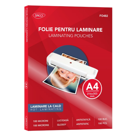 APARATURĂ ȘI PRODUSE DE BIROU - Folie Laminare DACO A4 100mic 100/top FO482