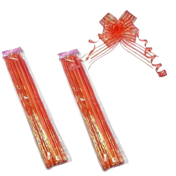 Accesorii decorative pentru flori - FUNDITE ORGANZA PENTRU CADOURI SI DECORATIUNI 5*74 CM 10/SET ROSU  BJ-FUNDE06