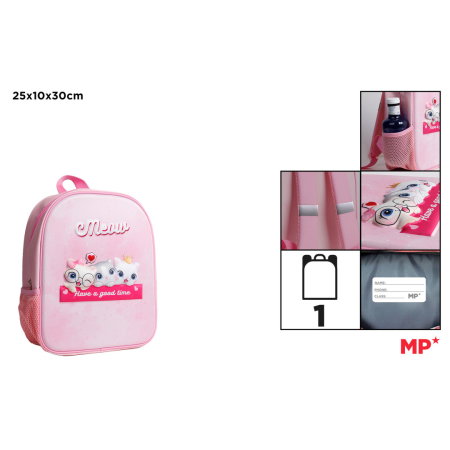 Ghiozdane, Rucsacuri, Trolere - Ghiozdan Grădiniță 3D IPB Pisicuțe Kotki Roz MO500-2 - 25x10x30 cm