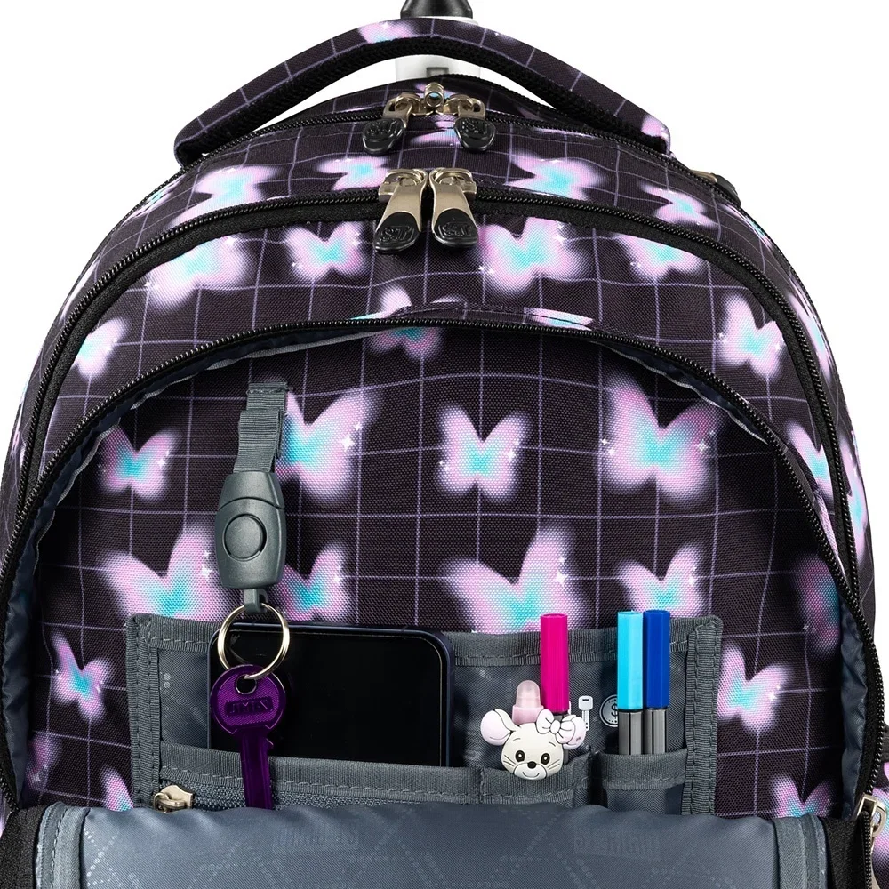 Ghiozdan troler St.Right Pastel Butterfly impermeabil, culoare pastel cu fluturi [3]
