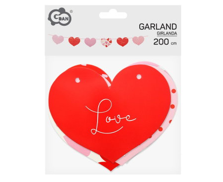 DE SEZON - GHIRLANDA DIN HARTIE Hearts, 200cm, roz-rosu-alb PF-GPSW