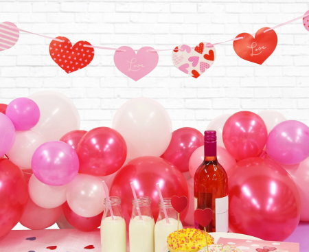 GHIRLANDA DIN HARTIE Hearts, 200cm, roz-rosu-alb PF-GPSW [2]