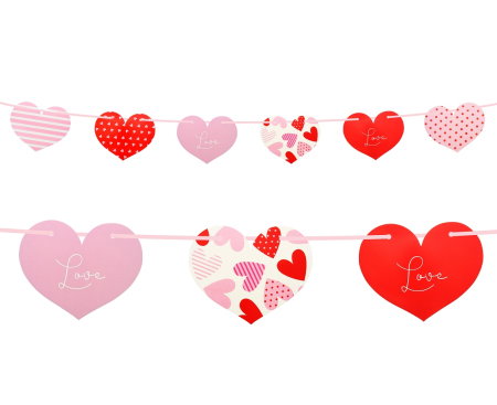 GHIRLANDA DIN HARTIE Hearts, 200cm, roz-rosu-alb PF-GPSW [4]