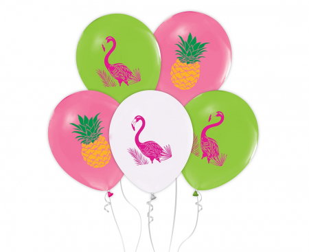 Baloane latex - GOD BALOANE LATEX Flamingo&Pineapple, 30cm 5/set GZ-FLA5