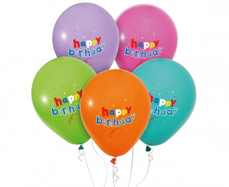 Baloane latex - GOD BALOANE LATEX Happy Birthday, pastel, 30cm, 5/set GZ-HBK5