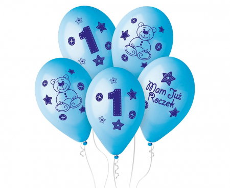 Baloane latex - GOD BALOANE Premium Balloons "My 1 birthday"(blue), 30cm, 5/set GB-MU1B