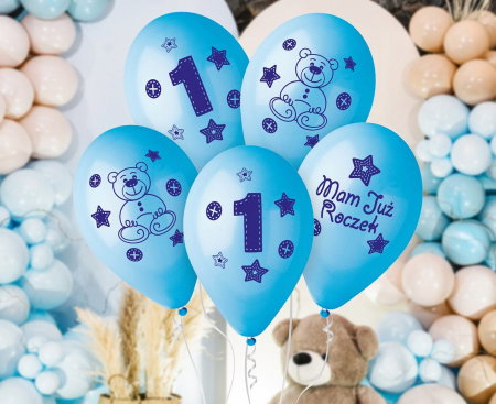 GOD BALOANE Premium Balloons "My 1 birthday"(blue), 30cm, 5/set GB-MU1B [2]