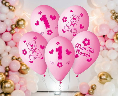 GOD BALOANE Premium Balloons "My 1 birthday"(pink), 30cm, 5/set GB-MU1G [2]