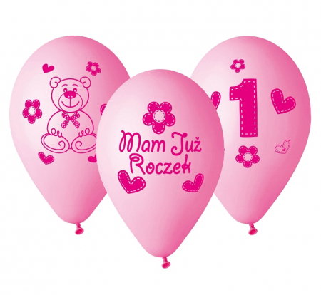 GOD BALOANE Premium Balloons "My 1 birthday"(pink), 30cm, 5/set GB-MU1G [1]