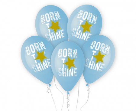 Baloane latex - GOD BALOANE Premium helium balloons Born to Shine (blue), 33cm, 5/set GS120/1002B