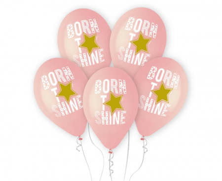 Baloane latex - GOD BALOANE Premium helium balloons Born to Shine (pink), 33cm, 5/set GS120/1002P